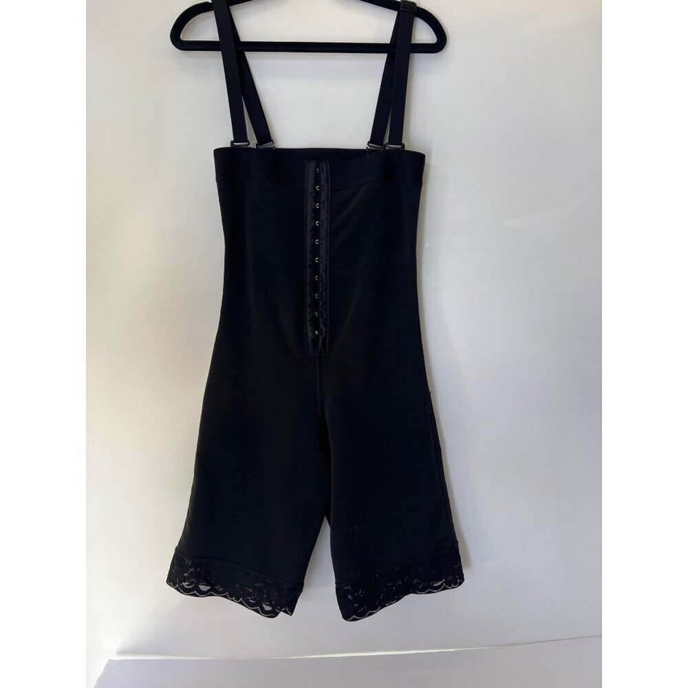Women's Black Full Body Shaper with Adjustable Straps & Lace Trim Size Small